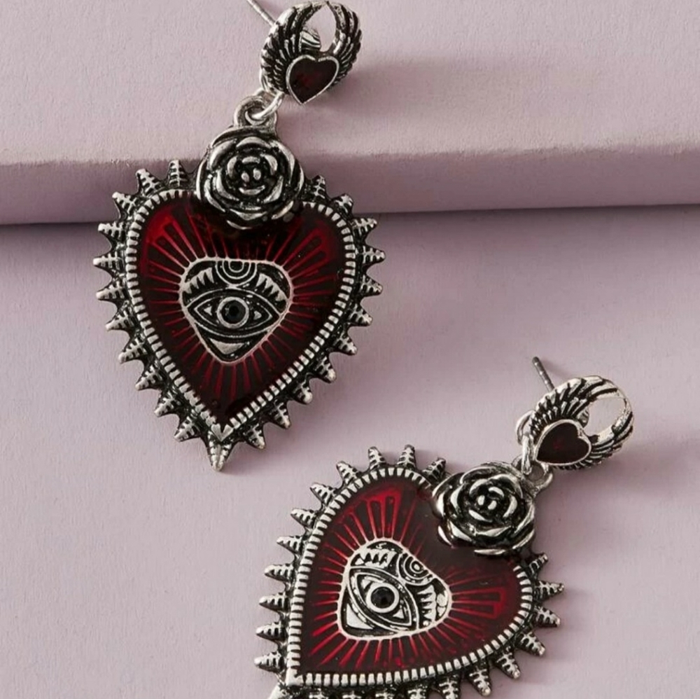 COPY - 3/$25 Gothic heart earrings